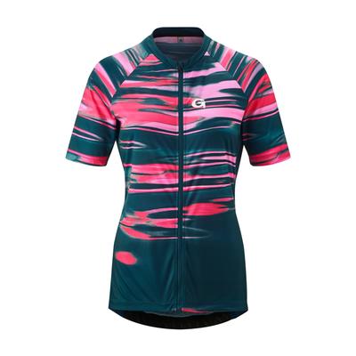 Radtrikot GONSO "COPEDELLO", Damen, Gr. 38, blau (fossil blau), 100% Polyester, Rundhals, Trikots, Leicht, schnell trocknend, optimaler Feuchtigkeitstransport