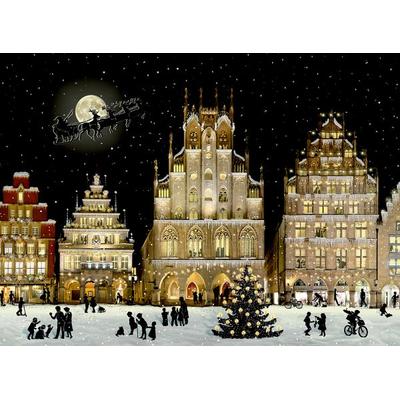 A4-Wand-Adventskalender – Weihnachtliches Stadtpanorama