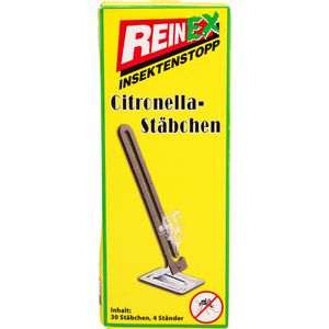 Reinex Mückenspirale Citronella-Stäbchen, 4h Wirkungsdauer, mit Halterung, 30 Stück