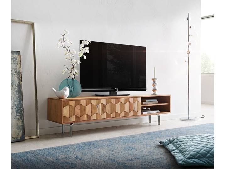 Buffet bas Fevo 160 cm acacia nature 2 portes Pied L