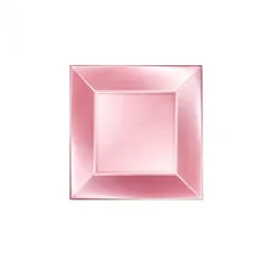 Einweg-Teller flach, Perlmut-Rosa 23x23cm aus Plastik (PP), 8 Stück - Mank
