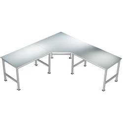 Manuflex AU0037.9006 Fünfeck-Verkettungselement UNIVERSAL mit Kunststoff-Platte, für Tischtiefe = 600 mm Alusilber