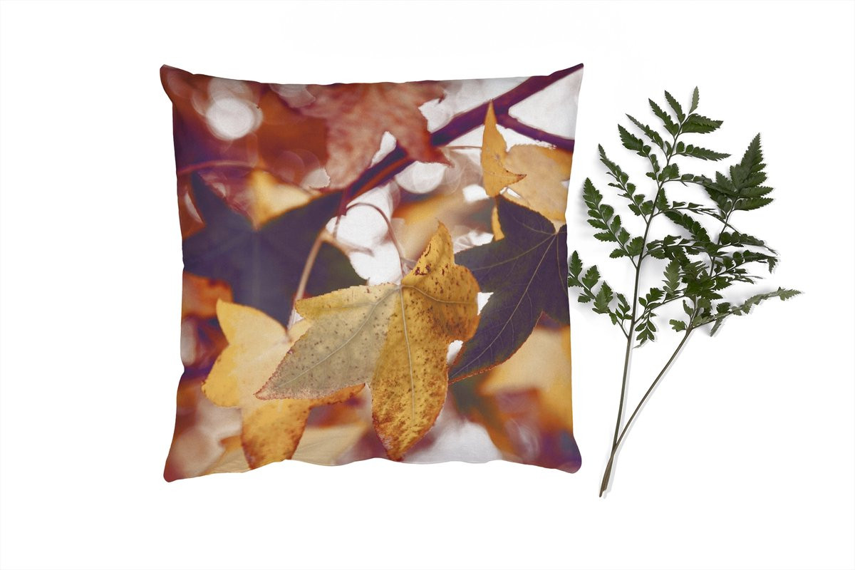 PillowMonkey Sierkussen met Esdoorn Bladeren Motief - 40 x 40 cm