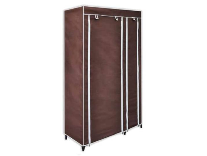 smnyxs Kleiderschrank aus Stoff, 2 Stück, Braun, faltbar Fleece-Stoff, Stahlrohre, aufgerollte Tür, Schnallenverschluss, Reißverschluss, platzsparend, einfache Montage