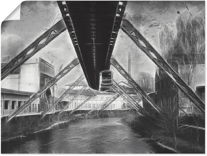 Poster ARTLAND Wuppertal Skyline Collage II , grau (farbe bild(er): grau), B:60cm H:45cm, Bilder, Poster, ohne Rahmen