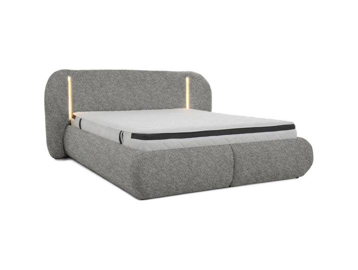 Beautysofa Polsterbett Corfu mit LED-Beleuchtung, mit Bettkasten, rundliche Formen, 140x200, Grau, 140x200 cm, Schlafzimmer, Betten, Polsterbetten