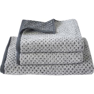 Handtuch Set DYCKHOFF "Golden Shades Rhombus", grau (graphit), 3 Stk., Walkfrottier, Walkfrottier, Obermaterial: 100% Baumwolle, Handtuch-Sets, 2 Handtücher (50x100 cm), 1 Badetuch (70x140 cm)