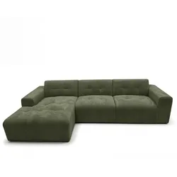 ECKSOFA L Form Corlu Grün 310/165/78 cm – stilvolle kleine Eckcouch Links