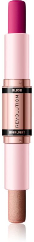 Revolution Blush & Highlight creamy blusher and highlighter in a stick shade Sparkling Wine Shine 2x4.3 g