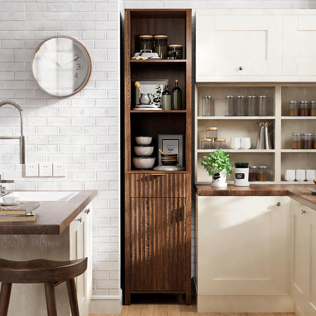 Latitude Run Freestanding Bathroom Cabinet Walnut 173cm H X 39cm W X 29.5cm D