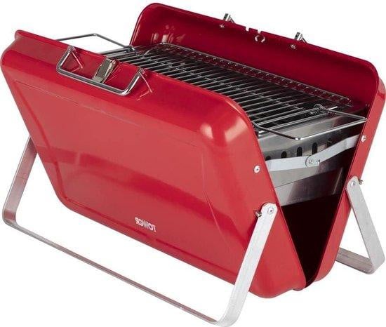 Famanu Draagbare Houtskoolgrill voor op tafel in rood
