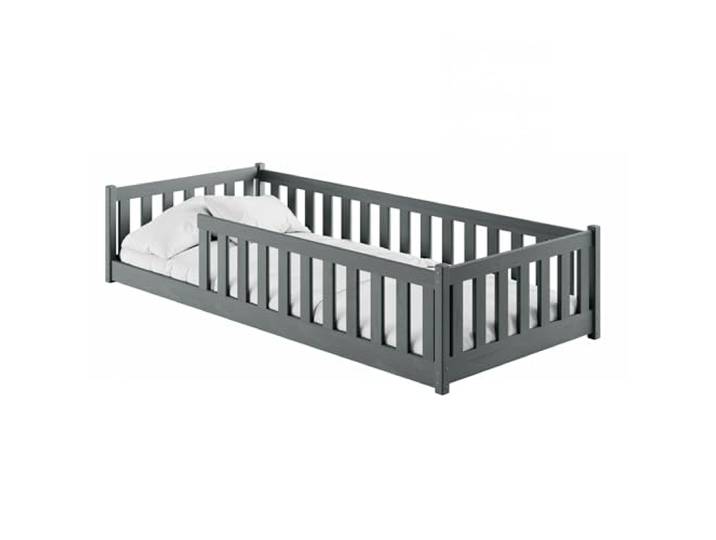 Kids Collective Montessori-Bodenbett 90x190 cm, Graphit, Rausfallschutz Lattenrost inklusive, Matratze optional, für 4 bis 18 Jahre