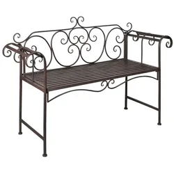 Helloshop26 - Gartenbank Terrassenmöbel 132 x 46 x 85 cm antikbrauner Stahl 02_0011237