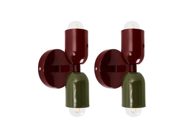 Lot de 2 lampes murales métal rougevert