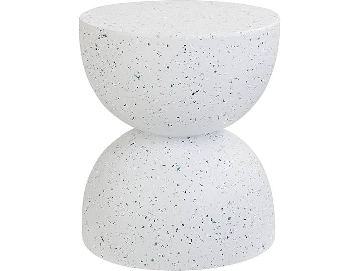 BELIANI Beistelltisch Weiß Leichtbeton und Glasfaser Rund ⌀ 40 cm Terrazzo Optik Sanduhrform Modern Outdoor Couchtisch Wohnzimmer Ausstattung Möbel