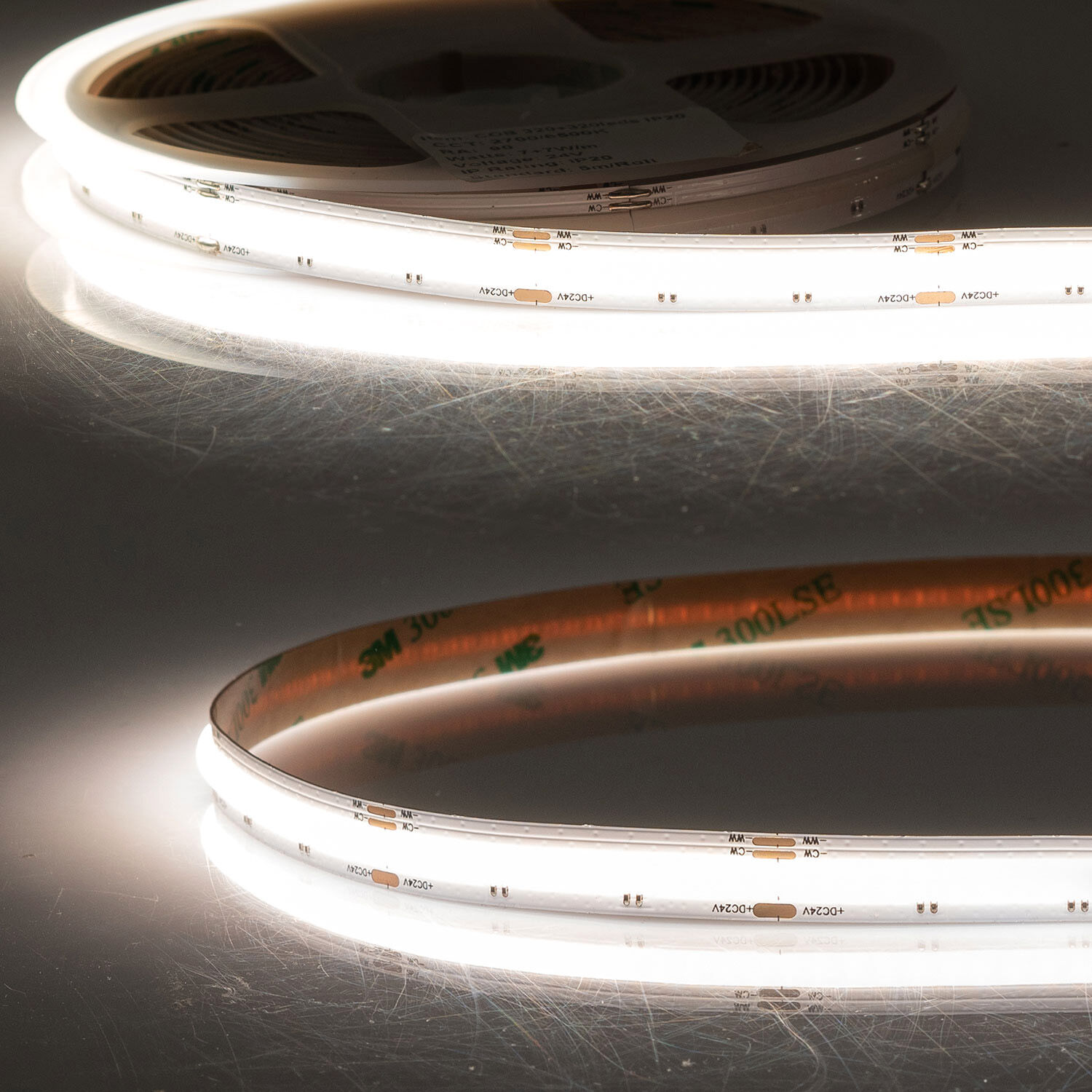 Isoled Led Cob927/965 Linear Flexband, 24v, 7w+7w, Ip20, Weißdynamisch, 640 Led/m