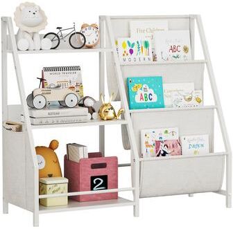 Kodotan sofa Kids Bookshelf and Toy Storage Organizer, Montessori Bookcase for Nursery, Wooden & Fabric Book Shelf with Anti-Tip Safety