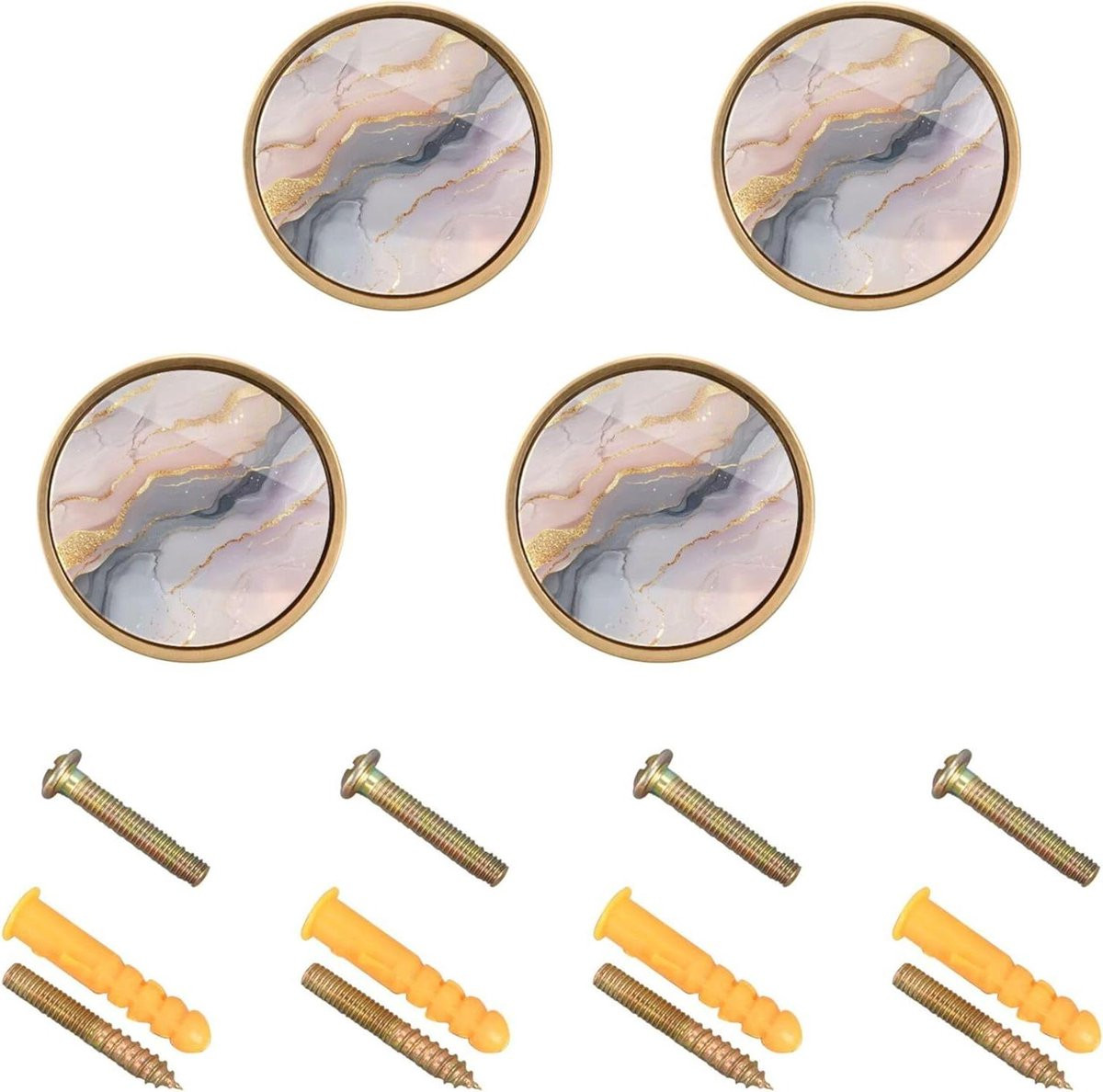 Set van 4 marmergrijze meubelgrepen van sterke zinklegering