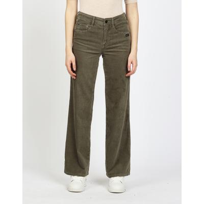 Cordhose GANG "94AMELIE WIDE", Damen, Gr. 33, N-Gr, grün (grün thyme), Obermaterial: 47% Lyocell, 41% Baumwolle, 11% Polyester, 1% Elasthan, weit lang, Hosen Cordhose, im lässigen Wide Fit