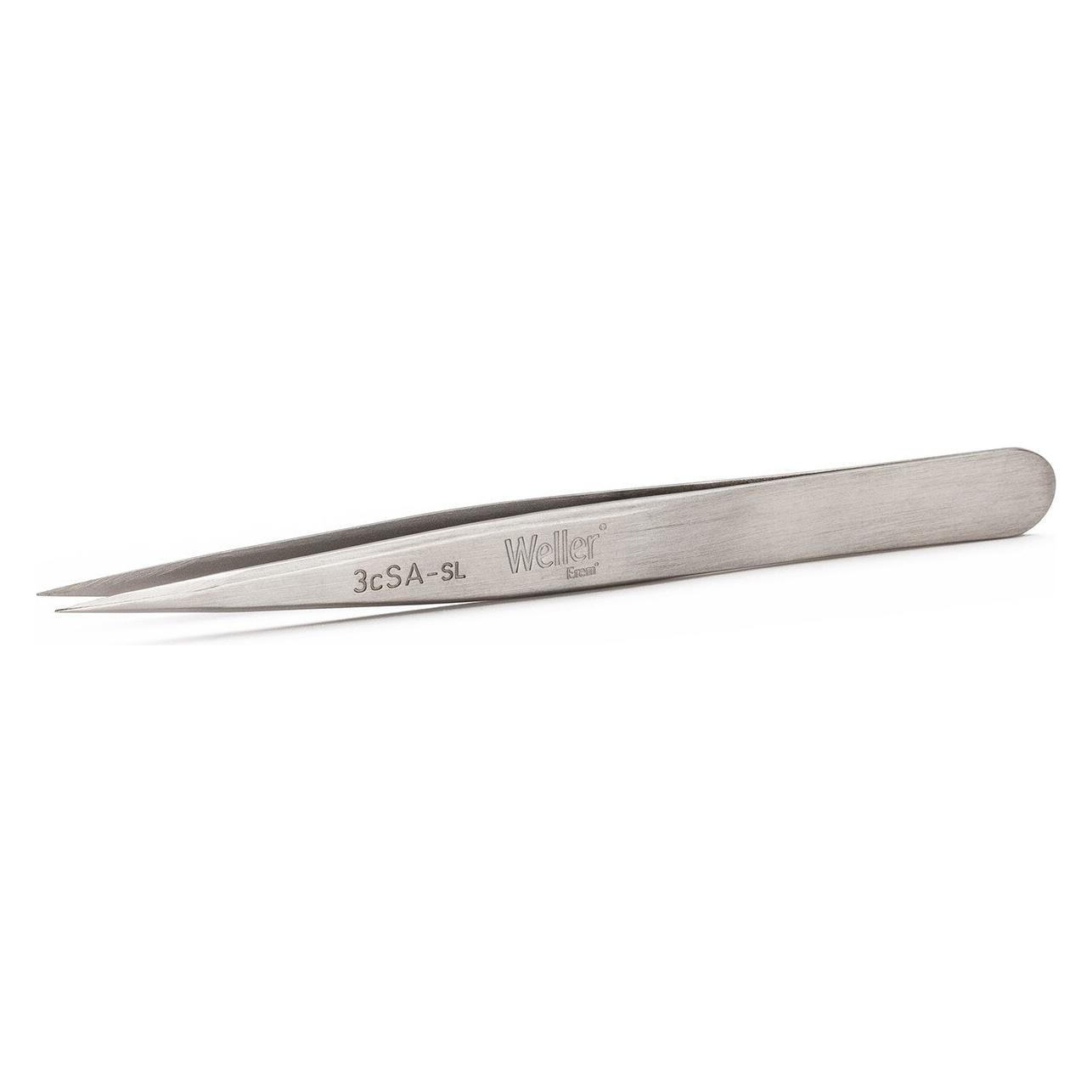 Weller Erem Pinzette mit spitz zulaufenden Spitzen, Präzisionspinzette, Edelstahl, 110mm (3CSASL)