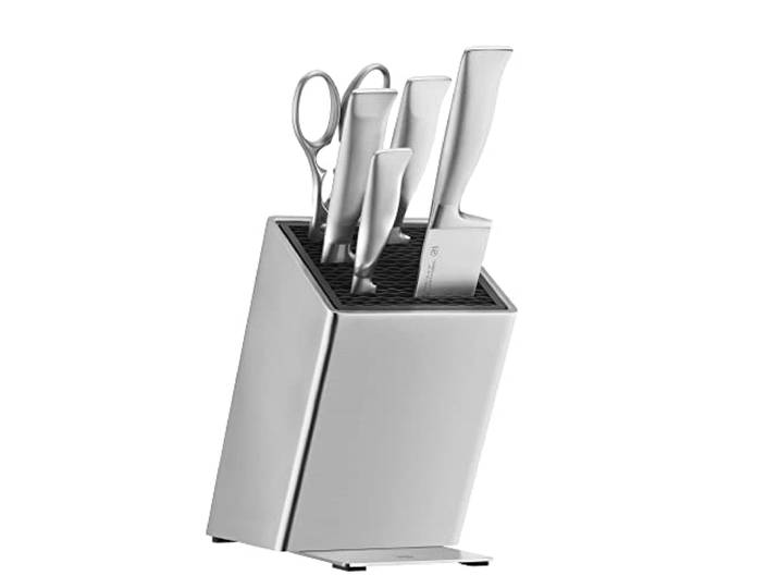 WMF Grand Gourmet Messerblock mit Messerset 6teilig, Made in Germany, 4 Messer geschmiedet, Schere, Edelstahl-Block, Performance Cut
