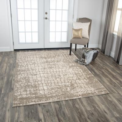 NAVATEXTURA Venice Ancient Stone Ivory and Brown Abstract Rug