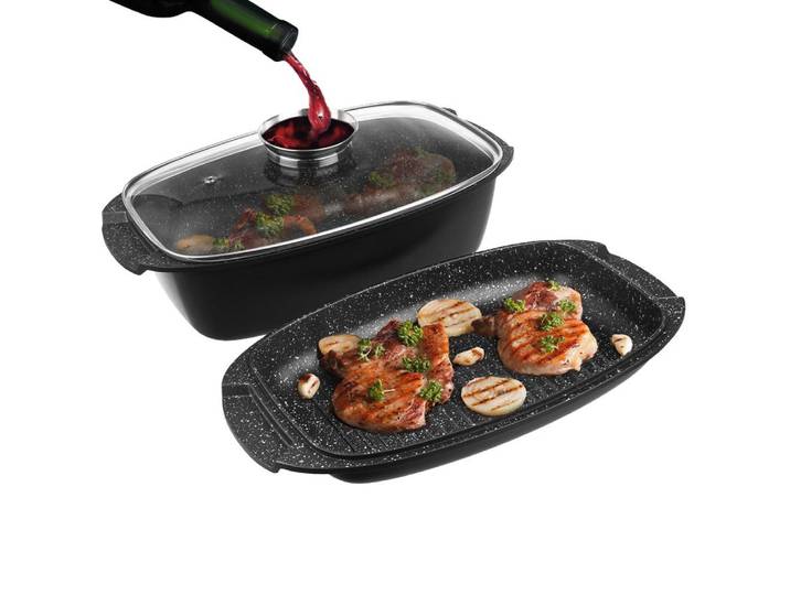 bratfanna en granit avec couvercle 3in 1 GRANDE 5 L, 39x22 cm