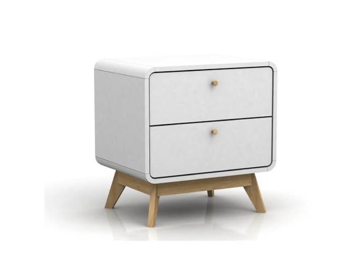 DHP Furniture Cassie Nachttisch mit 2 Schubladen, Weiß, 51 x 39 x 53 cm, moderner Nachtschrank aus Holzwerkstoff, Beistelltisch mit Stauraum für Schlafzimmer und Wohnbereich