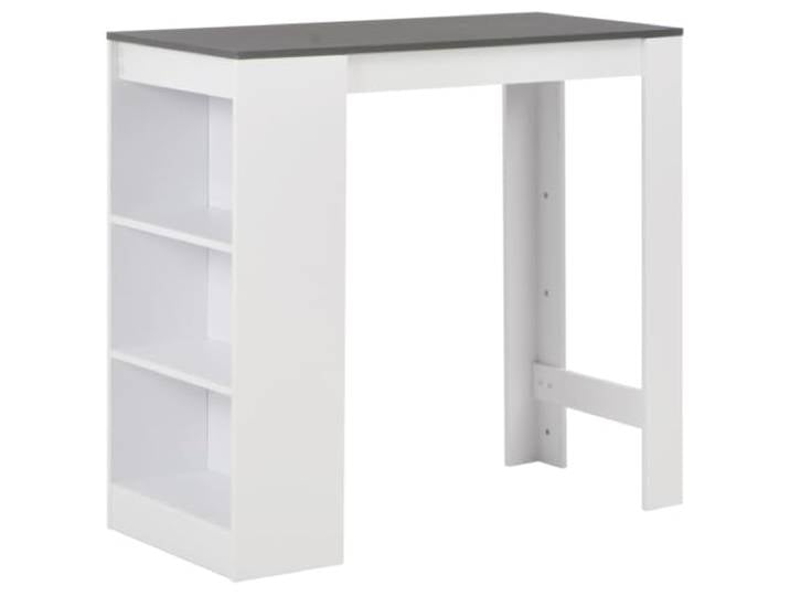 HEFZGDB Bartisch mit Regal Weiß 110x50x103 cm Stehtisch Küchenregal Holzwerkstoff Lagerregal platzsparend