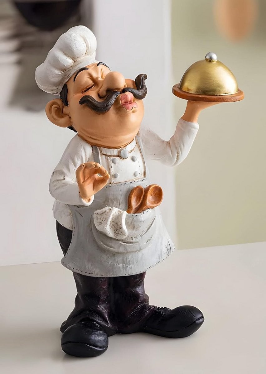 Decoratiefiguur Chefkok - Keuken Beeldje - Multicolor - Hoogte: 23 cm
