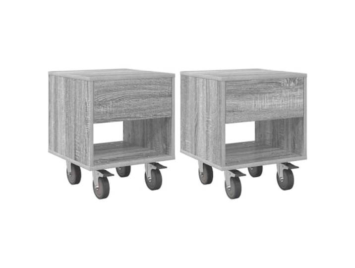 KDVXBCQJH Nachttisch 2er Set Graues Sonoma 40,5x40x48 cm Holzwerkstoff Praktischer Beistelltisch im 2er Set mit Fächern für Ordnung in Schlafzimmer und Wohnbereich, zeitloses Design.