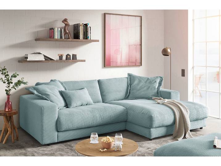 KAWOLA Ecksofa MADELINE, Sofa Cord Longchair rechts od. links versch. Farben