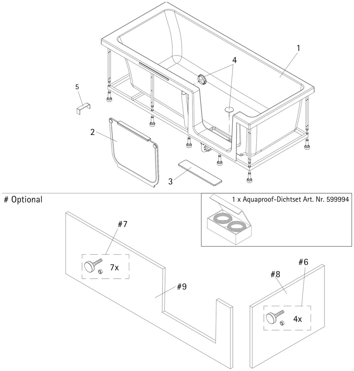 HSK Duschkabinenbau KG HSK Ersatzteile 1 x Tür, E20216 E20216