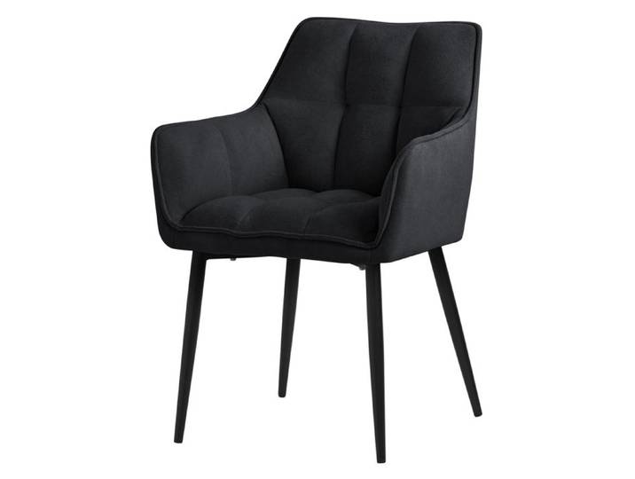 ML-Design 1x Chaise Salle à Manger en Tissu Éponge Noir Chaise de Cuisine Rembourrée Noir Fauteuil Ergonomique Design Élégant