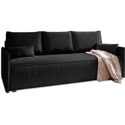 BETTSOFA MESTOR Schwarz Kordstoff mit Schlaffunktion