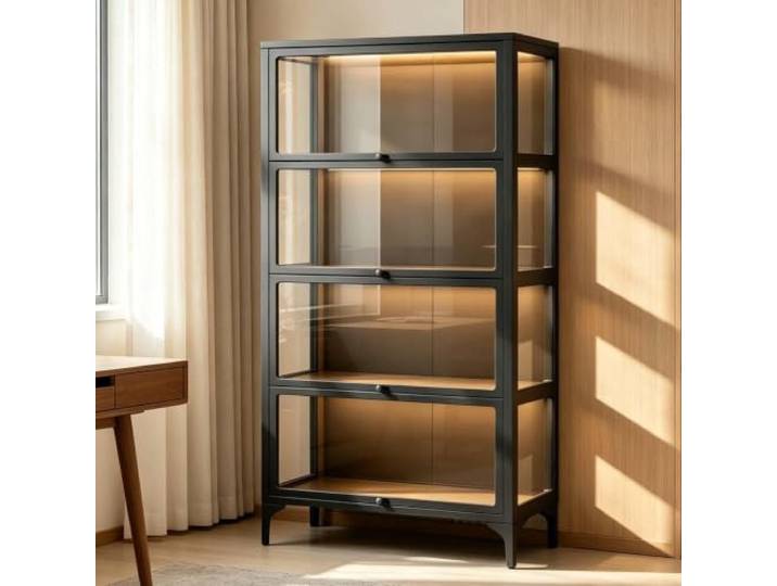 Vitrinenschrank Wohnzimmer Sammlervitrine Glasvitrine Stehend Display Case Glasvitrine Standvitrine Mit 4 Ablagen Vitrine Wohnzimmer Schrank Glastüren Sammlervitrine Glastür Regal Schlafzimmer