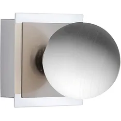 Wandleuchte Kugel Wandlampe Glaskugel Kugelleuchte Wand innen, Metall Glaskugel weiß opal gewischt, 1x LED 3,8 Watt 340 Lumen warmweiß, HxLxB 12x10x10 cm