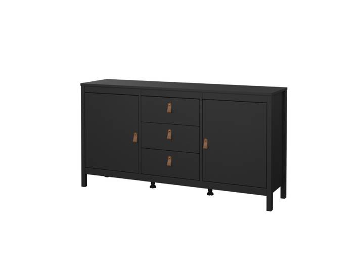 Madrid Sideboard 2 Türen 3 Schubladen schwarz matt.