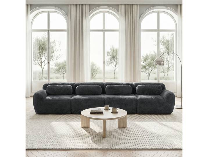 BBWL Sofa aus Premium-Plüschstoff, Modulares Cloud Sofa mit Kissen & Tiefsitz, 4-Sitzer Sofa, Wohnsofa