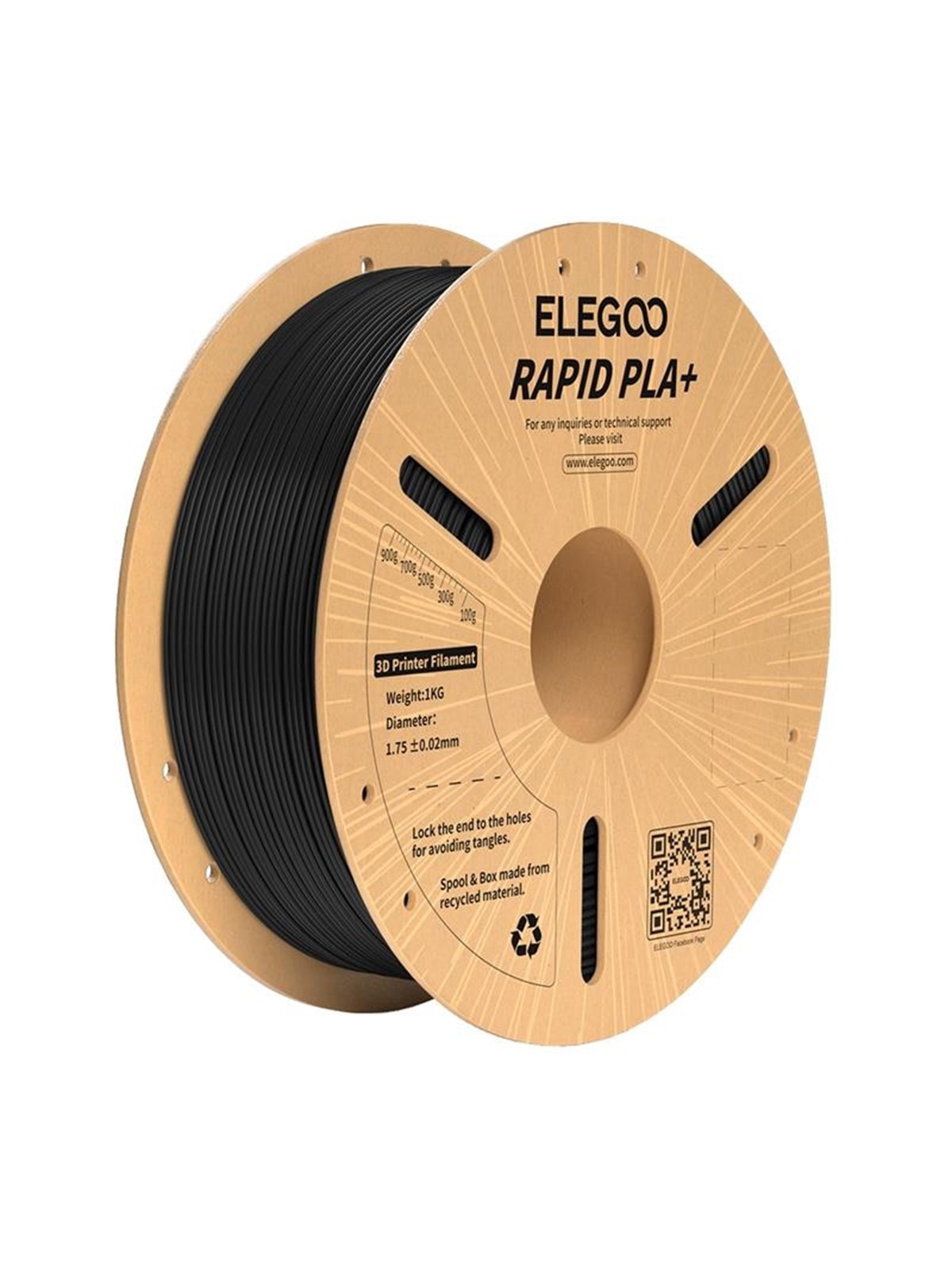 Elegoo Rapid PLA+ Filament - Black, 1kg