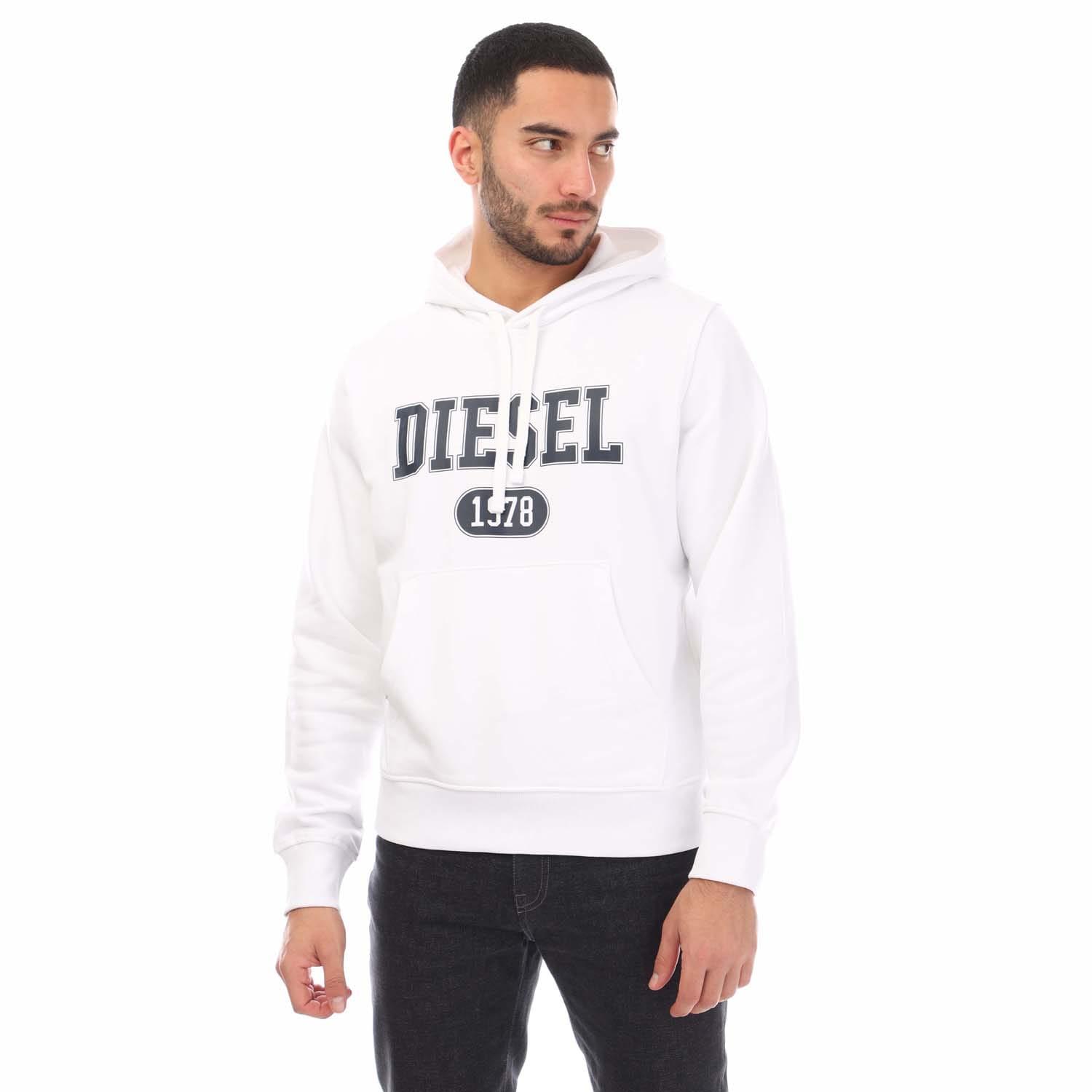 Diesel 1978 - Weißer Kapuzenpullover mit auffälligem Markenlogo