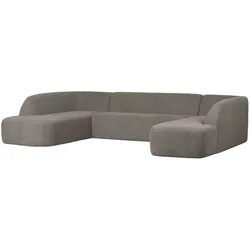 Sofa Sloping U-Form aus Melange-Stoff, modern gepolstert, grau, bequem für 6–7 Personen