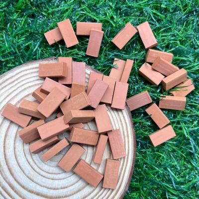 Uplift Essentials 100 PCS Mini Clay Brick Set Realistic Architecture Themed Bricks For Collectible Figurines & DIY Dioramas 1 16 No Holes