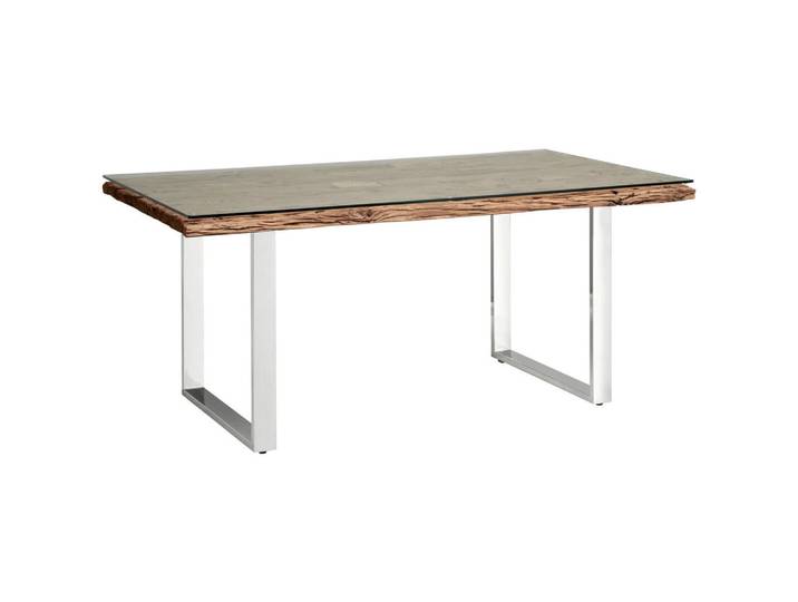 P & B Esstisch, Naturfarben, Holz, Metall, Glas, Altholz,Altholz, vollmassiv, Holz, rechteckig, U-Form, 100x76x180 cm, Esszimmer, Esstische, Esstische Glas