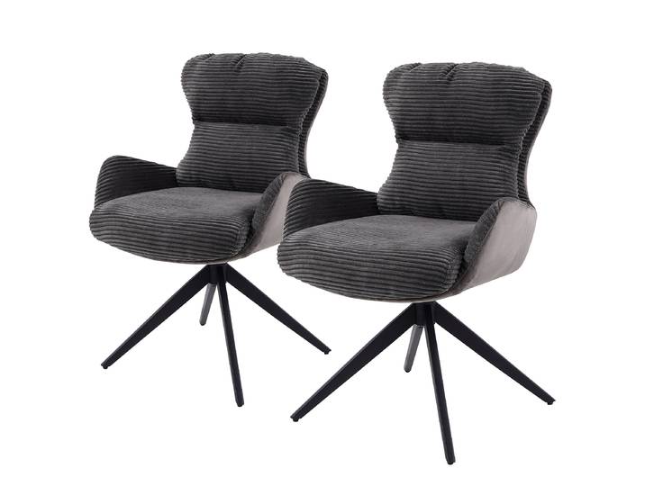Chaises à accoudoirs DILPUR - Lot de 2 58 x 88 x 68cm Gris/Noir/Gris