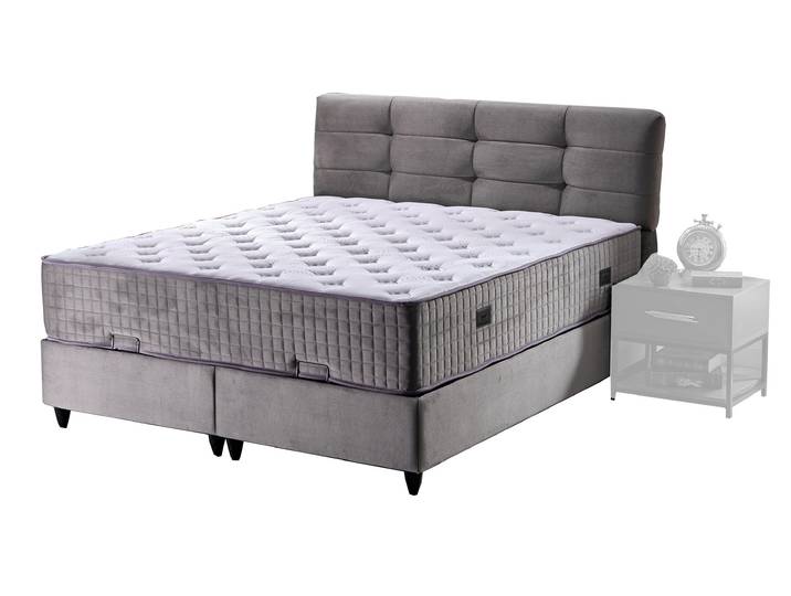 Boxbett 180 x 200 cm Stoffbezug grau - NAOMI