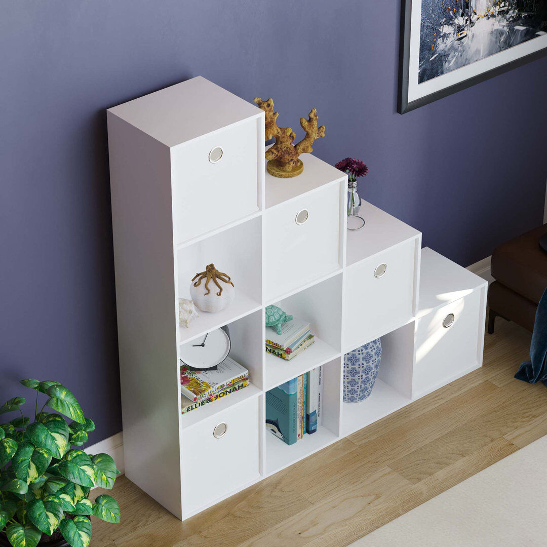 Wade Logan Penhook 128 cm H x 128 cm W Cube Bookcase White/White 128cm H X 128cm W X 29cm D