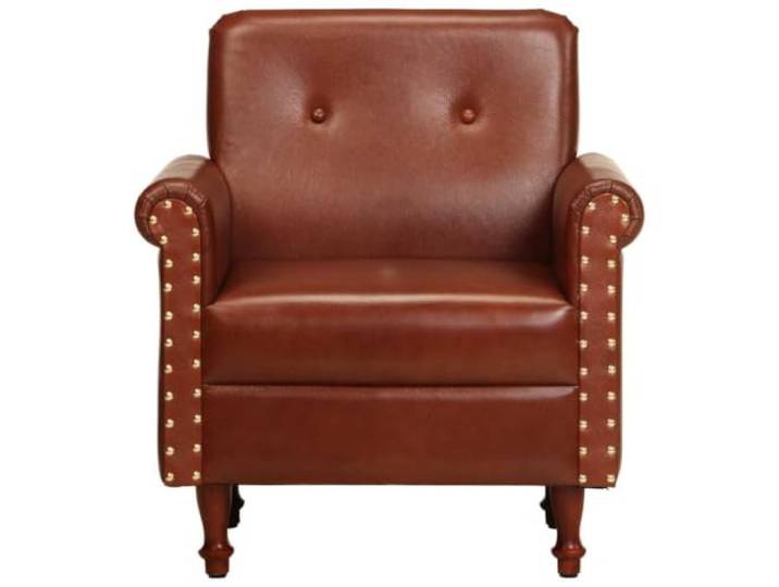 Sessel Braun Echtleder Weiches Büffelleder,dick gepolstert,robuste langlebige Beine,geschwungene Linien