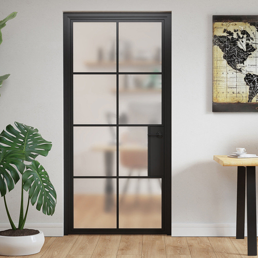 Ebern Designs Kalena Glass Standard Doors Frosted 88.6cm x 206.3cm