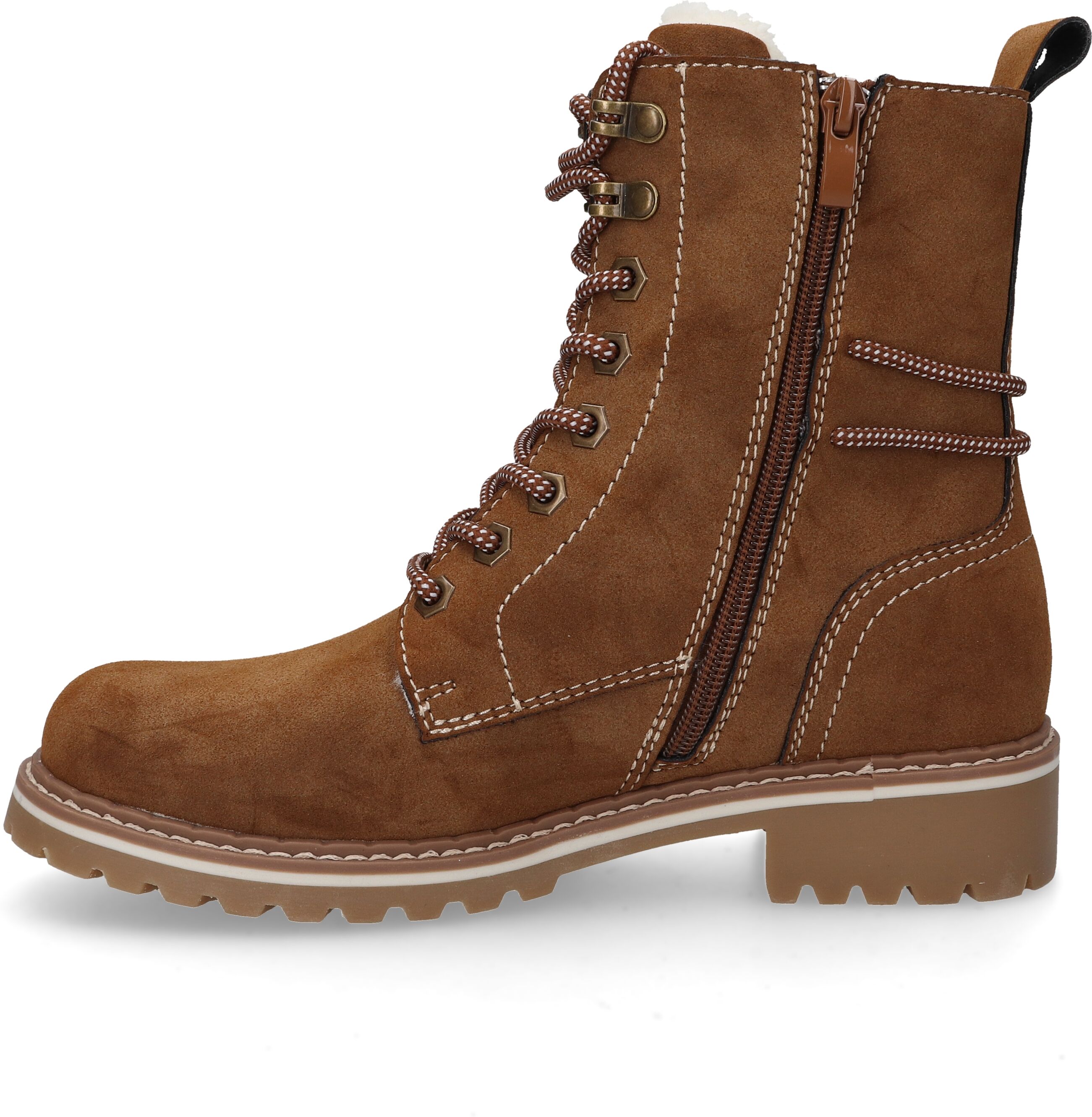 Stiefelette DOCKERS BY GERLI, Damen, Gr. 38, Warmfutter, braun, Velourslederimitat, Schuhe Stiefelette, Schnürboots mit modischer Schnürung braun 38, Warmfutter